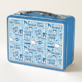 青い歯科医院パターン メタルランチボックス (裏面)