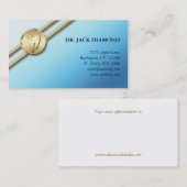 青い歯科名刺の歯のロゴの金ゴールドのストライプ 予約カード (正面/裏面)