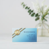 青い歯科名刺の歯のロゴの金ゴールドのストライプ 予約カード (スタンド正面)