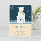 青い母とベビー極熊の洞窟の赤ちゃんシャワー 招待状 (スタンド正面)