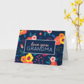 『青い母の日にフローラのおばあちゃんを愛する』 カード (黄色い花)