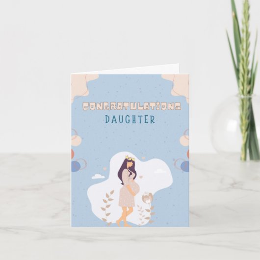 青い母の日の妊娠中の娘へのカード シーズンカード (正面)