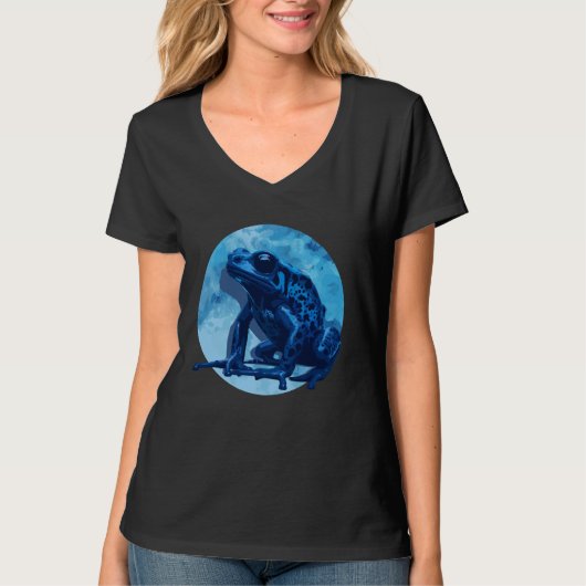 青い毒ダーツカエル色の外来動物アンフィブ Tシャツ (正面)