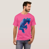 青い毒ダーツカエル色の外来動物アンフィブ Tシャツ (正面フル)