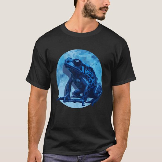 青い毒ダーツカエル色の外来動物アンフィブ Tシャツ (正面)