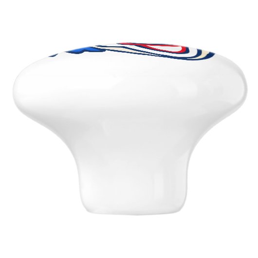 青い毛のおもしろいの引くこと/ドアノブを持つピエロ セラミックノブ (側面)