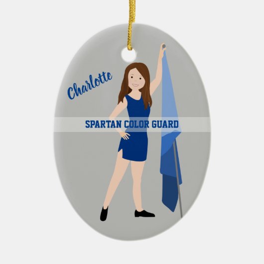 青い毛のガード茶色 セラミックオーナメント (正面)