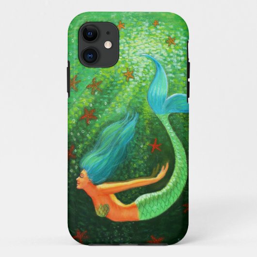 青い毛の人魚のファンタジーの芸術のiPhone 5の箱 Case-Mate iPhoneケース (裏面)