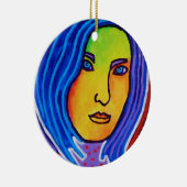 青い毛の女性 セラミックオーナメント (右)