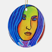 青い毛の女性 セラミックオーナメント (左)
