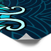 青い民族曼荼羅。ラスターコピー ポスター (角)