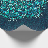 青い民族曼荼羅。ラスターコピー ラッピングペーパー (角)