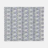 青い民族象のパターン フリースブランケット (正面(横))