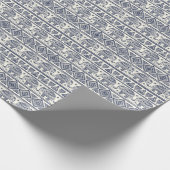 青い民族象のパターン ラッピングペーパー (角)