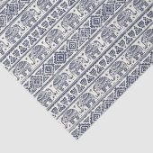 青い民族象のパターン 薄葉紙 (詳細)