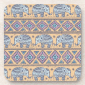 青い民族象の種族パターン コースター (正面)