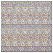 青い民族象の種族パターン ファブリック (見本)