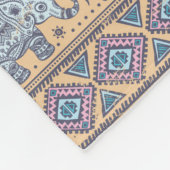 青い民族象の種族パターン フリースブランケット (角)