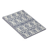 青い民族象パターン ノートブック (右側)