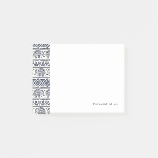 青い民族象パターン ポストイット (正面)