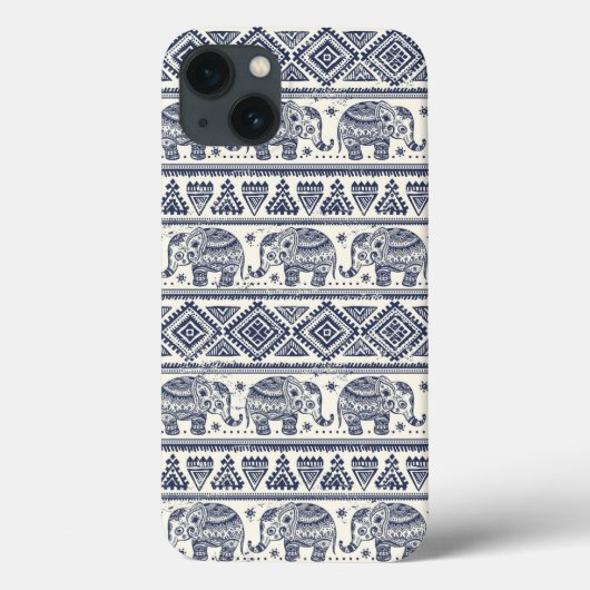 青い民族象パターン Case-Mate iPhoneケース (裏面)