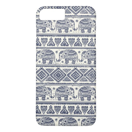 青い民族象パターン Case-Mate iPhoneケース (裏面)