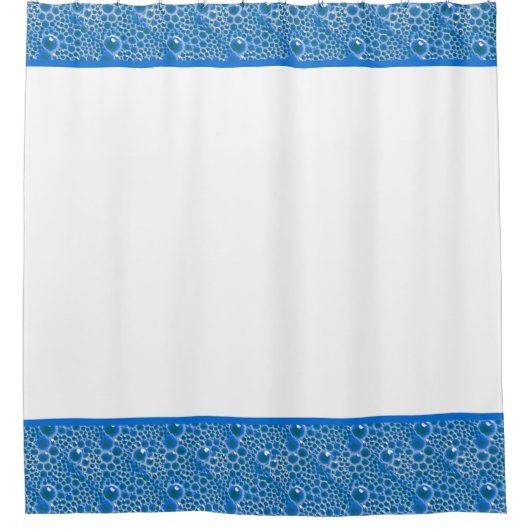 青い気泡を有するシャワーカーテン シャワーカーテン (正面)