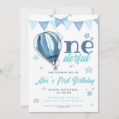 青い気球は彼は熱心な誕生日ではない 招待状 (正面)