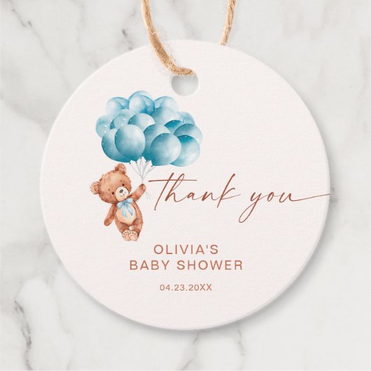 青い気球を待つことができる感謝 フェイバータグ (正面)