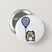 青い気球を持つくま 缶バッジ (正面&裏面)