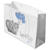 青い気球を持つ第1誕生日象 ラージペーパーバッグ (裏面アングル)