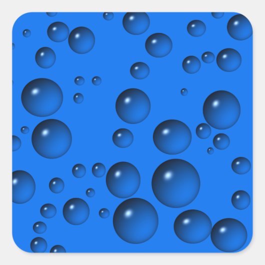 青い水が泡を滴る スクエアシール (正面)