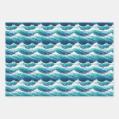 青い水と波のパターンのラッピングシート ラッピングペーパーシート (正面2)