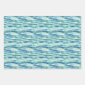 青い水と波のパターンのラッピングシート ラッピングペーパーシート (正面)