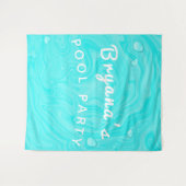 青い水のしずく 夏のスイミングプール 誕生日パーティー タペストリー (正面(横))