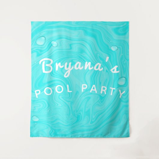 青い水のしずく 夏のスイミングプール 誕生日パーティー タペストリー (正面)