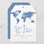 青い水のカラーマップ日付ラゲージタグを保存 (正面/裏面)