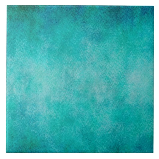 青い水のティール(緑がかった色)の水彩画の紙のカラフルの質 タイル (正面)