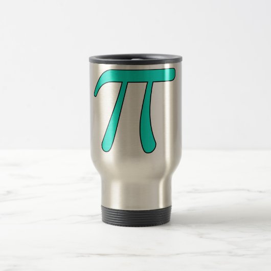 青い水のピンクの熱いベビーライトPi 3.14記号の数学 トラベルマグ (中央)