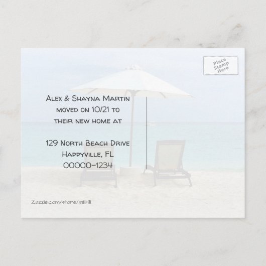 青い水の新しいアドレスの移動 案内ポストカード (裏面)