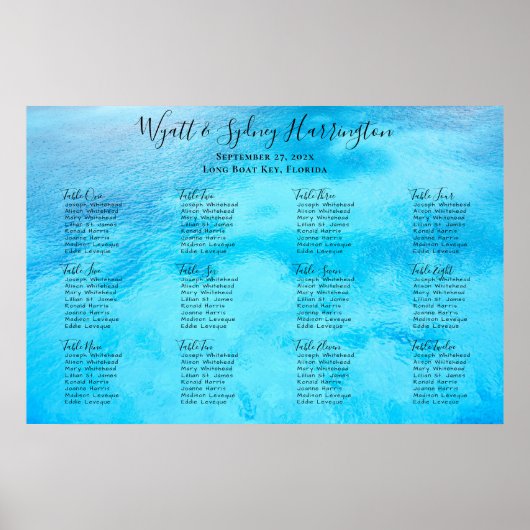 青い水の背景の座席表ポスター ポスター (正面)