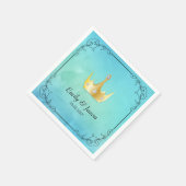 青い水の色とクラウン スタンダードカクテルナプキン (角)