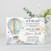 青い水の色のエアバルーン |バーチャルベビーシャワー 招待状 (スタンド正面)