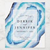 青い水の色のジオデ結婚ス ワインラベル (シングルラベル)