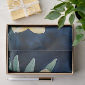 青い水の色のデコページ上の黄色の水仙 薄葉紙 (ギフト)