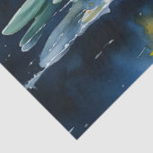 青い水の色のデコページ上の黄色の水仙 薄葉紙 (詳細)