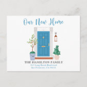 青い水の色のフロントドア私たちは移動はがき ポストカード (正面)