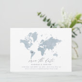 青い水の色のワールドマップ結婚の 案内状 (スタンド正面)