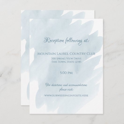 青い水の色の結婚詳細と情報 エンクロージャーカード (正面/裏面)