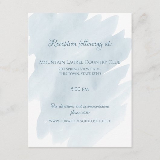 青い水の色の結婚詳細と情報 エンクロージャーカード (正面)